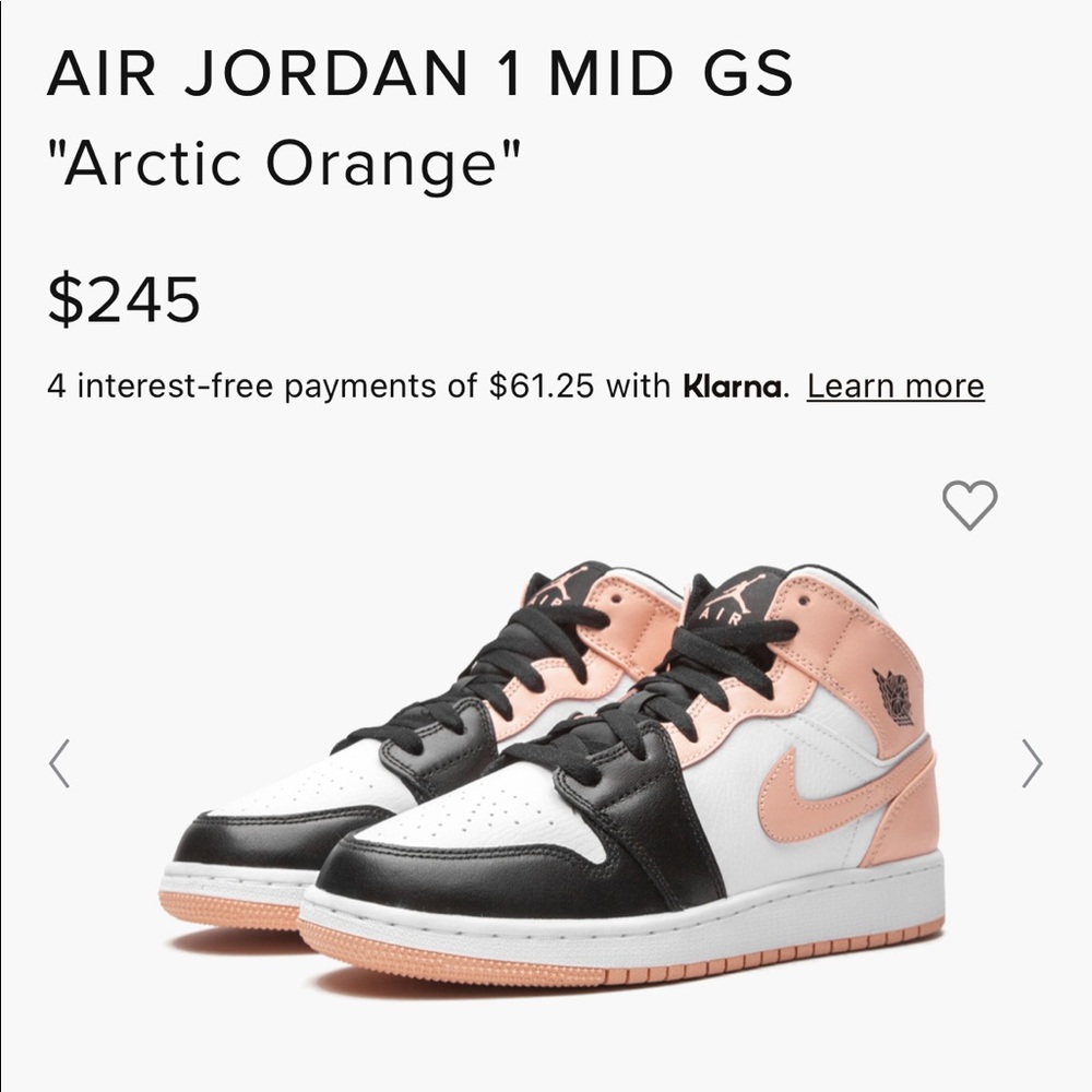 Nike Air Jordan 1 mid gs artic orange